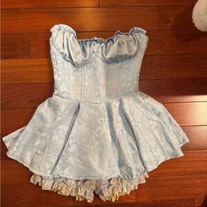 Chic Light Blue Strapless Mini Dress